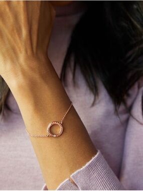 Adore Rose Gold Circle Charm Bracelet - Women Jewelry